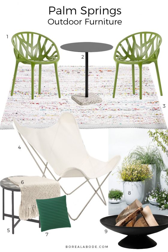 Palm Springs-inspired outdoor furniture for small spaces - mood board